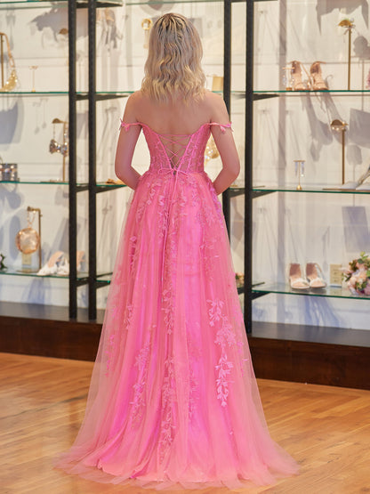 Mariana |A-line Sweetheart Lace Tulle Prom Dress with Slit