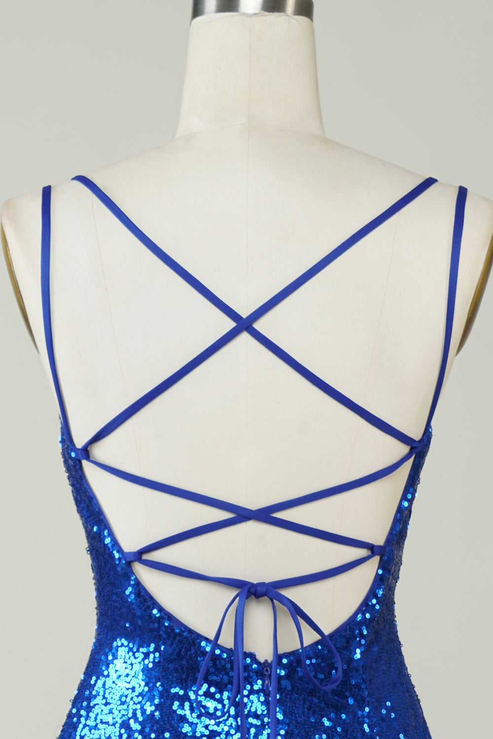 Elegant Royal Blue Sequined Backless Tight Homecoming Dress