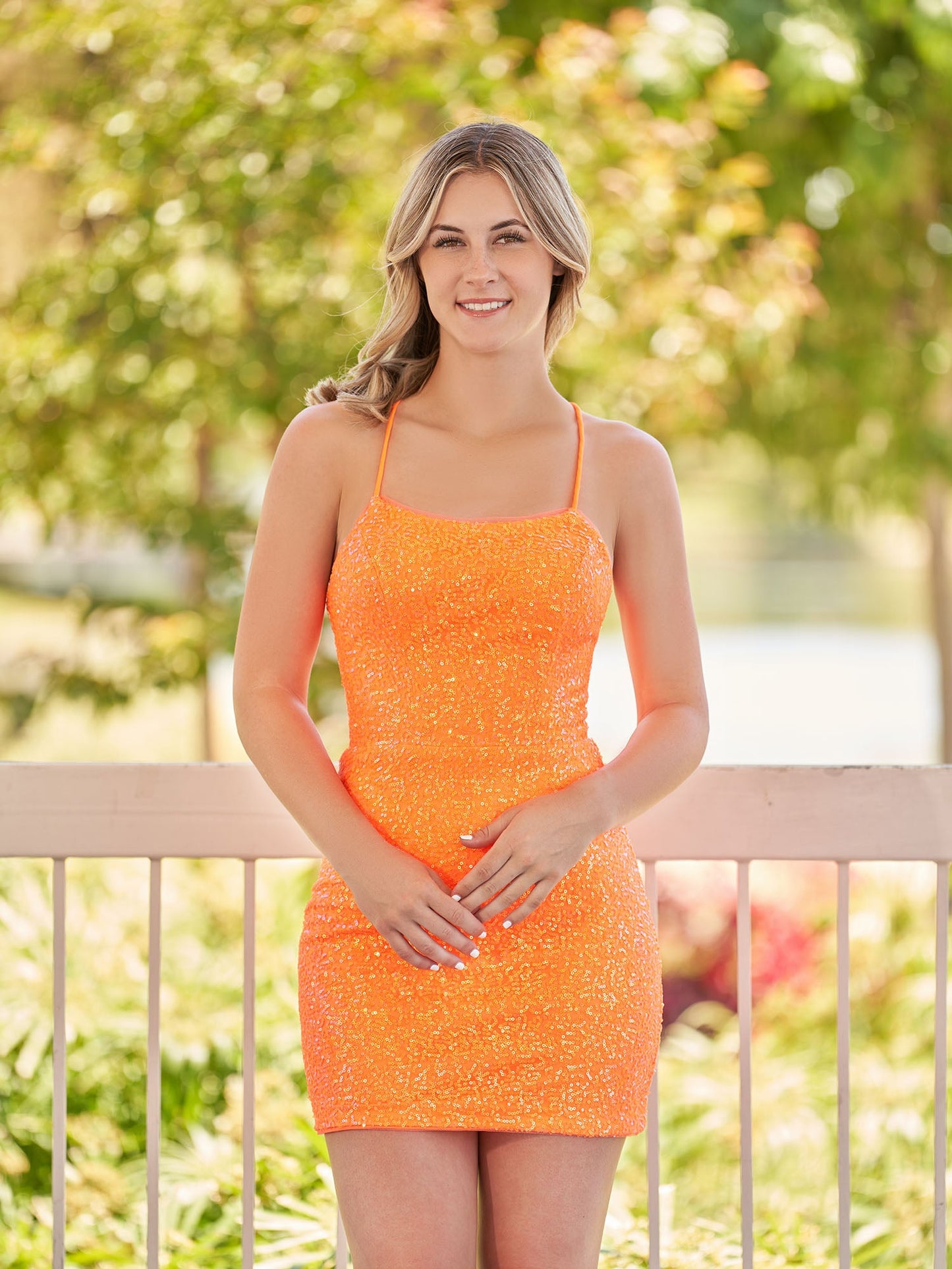 Esme | Bodycon Short Orange Scoop Neck Sequins Homecoming Dress