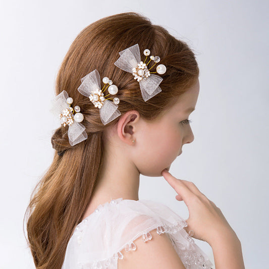 Elegant Delicated Rhinestone Pearl Bow Headpieces