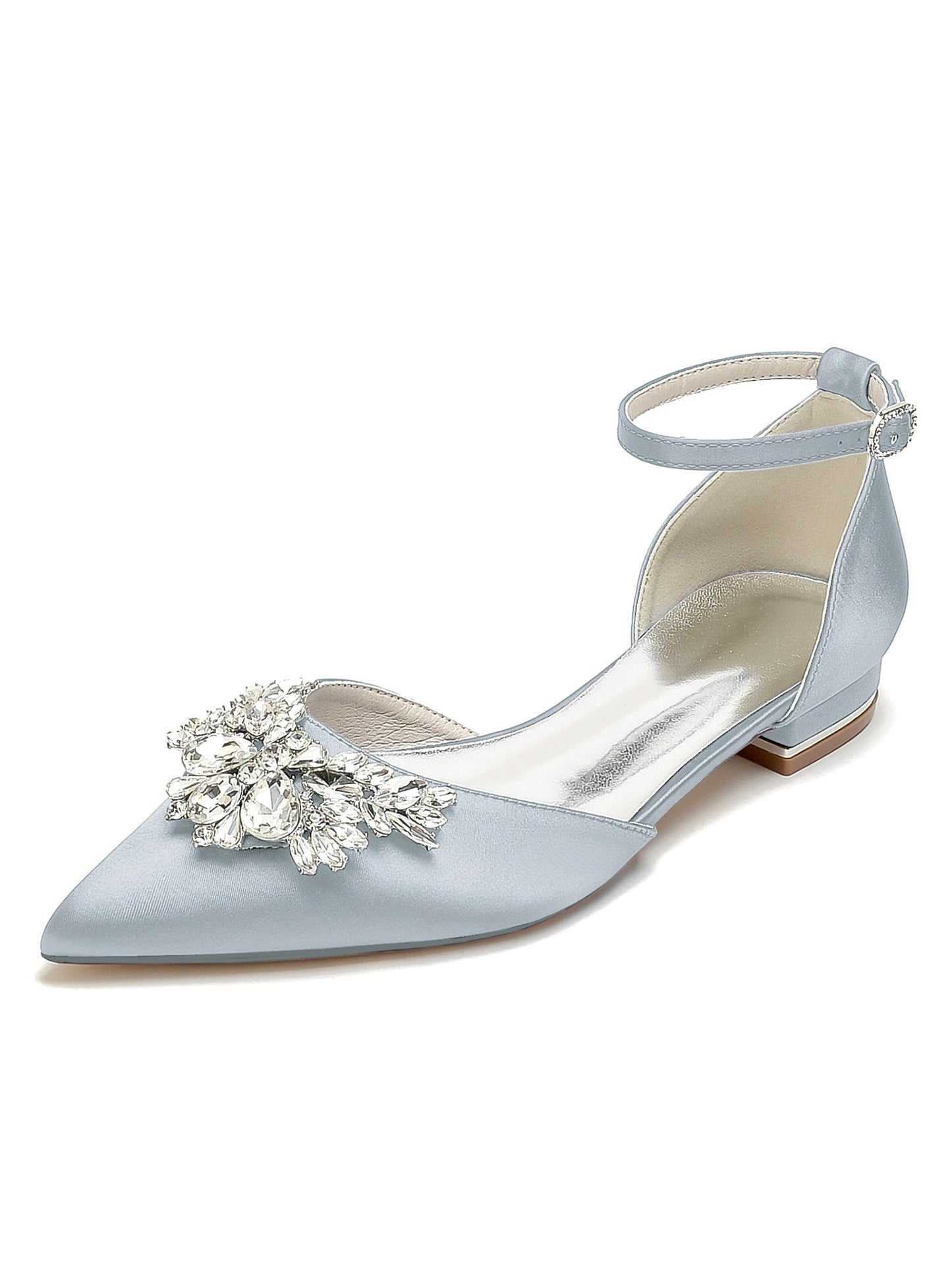 Women's Wedding Shoes Rhinestone Low Heel Pointed Toe Bridesmaid Shoes