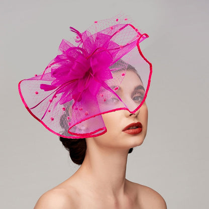 Elegant Retro Melbourne Hat Fascinators Headpiece with Feather & Flower