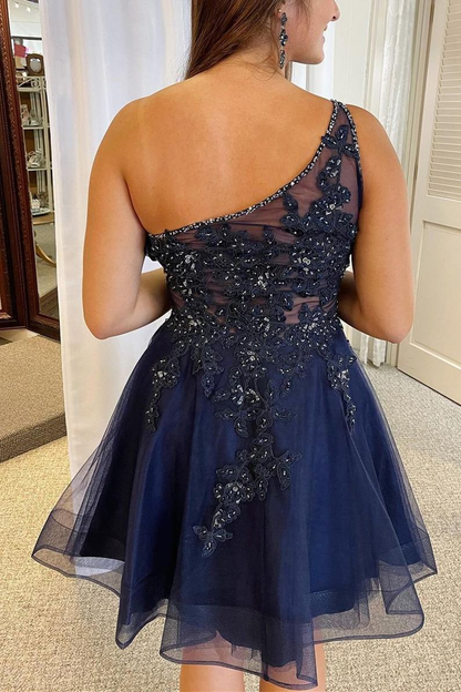 One Shoulder Lavender A-line Short Homecoming Dress  gh1492