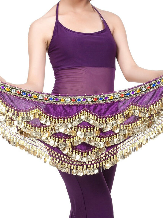 Belly Dance Hip Scarf Coin Beading Women's Training