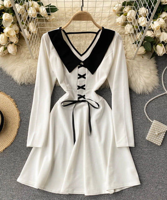 Cute v neck short dress fashion girl dress  834