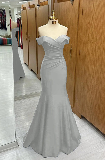 Long Mermaid Prom Dress Navy Blue  Off-the-shoulder Sweetheart Sleeveless YL0305