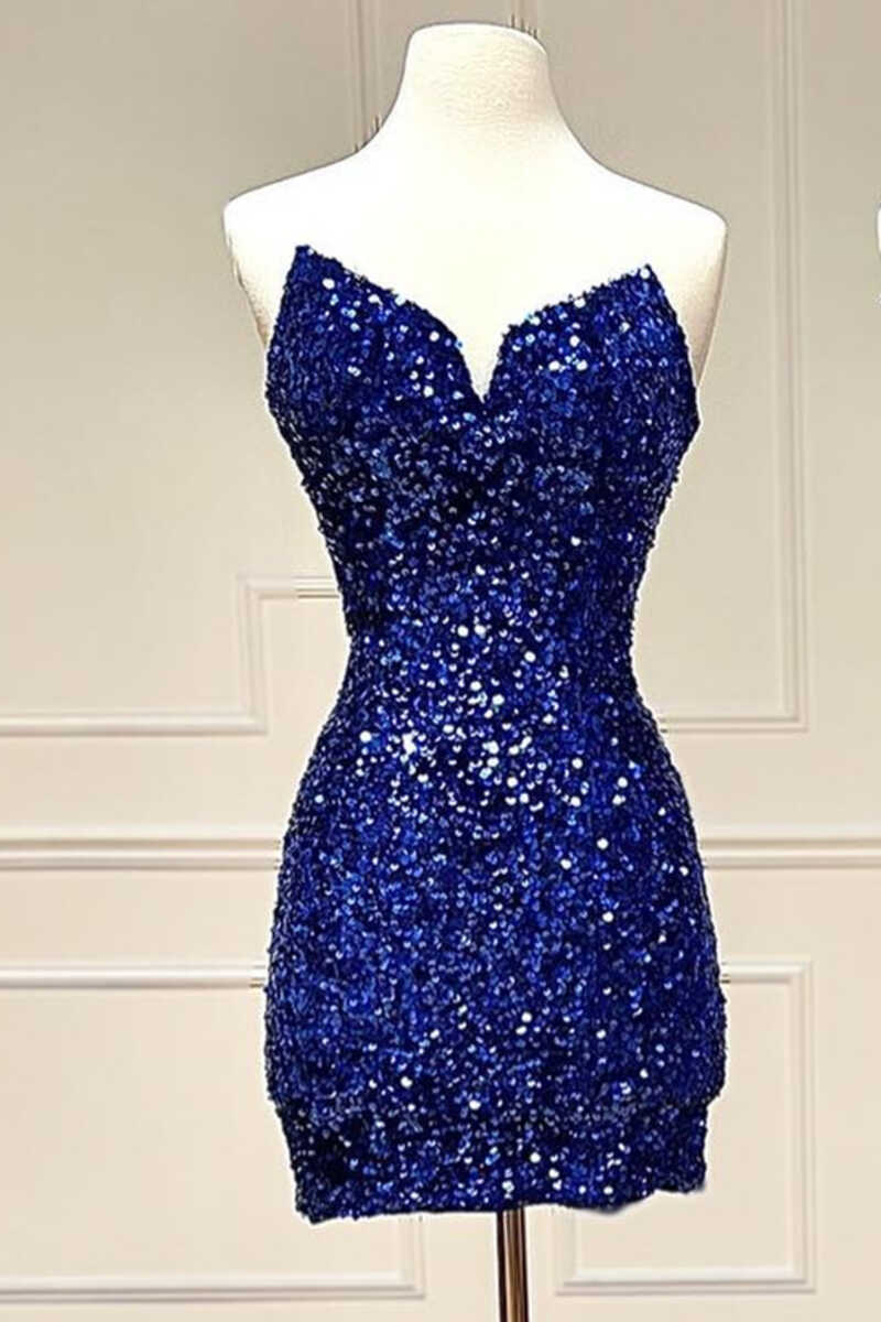 White Iridescent Sequin Strapless Short Homecoming Dress  gh1303