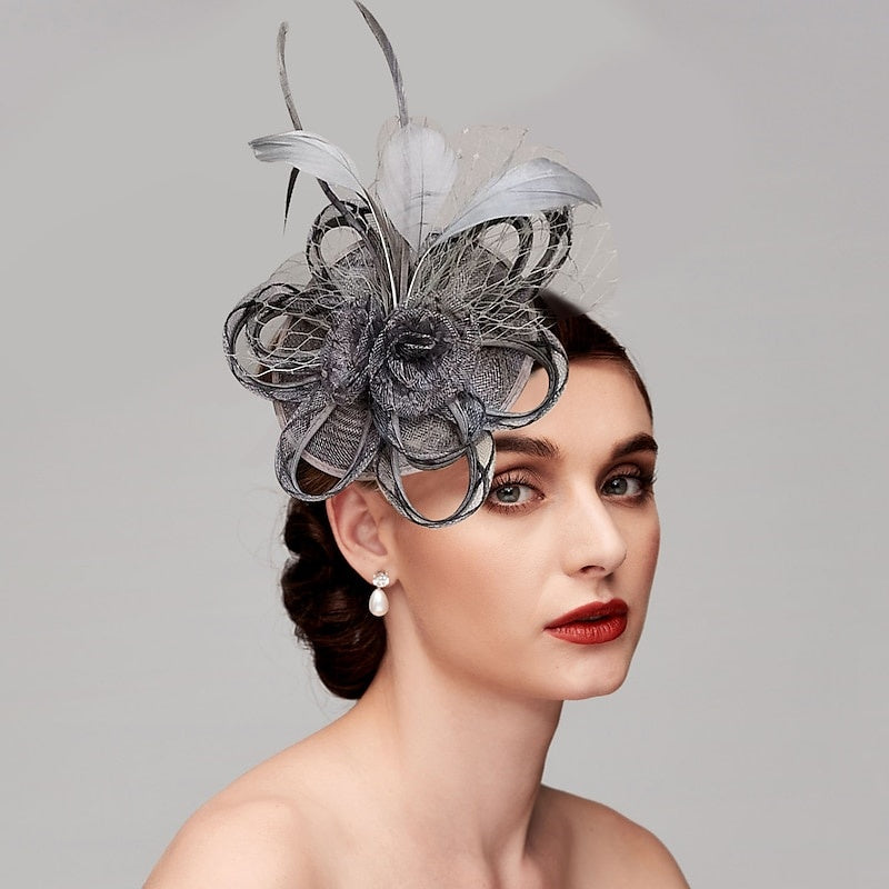 Noble Tulle Hat Fascinators Net Wedding  Hats Flower Headpiece & Knot