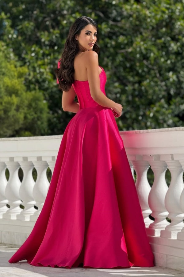 Fuchsia One-Shoulder Elegant Prom Dress ZT0458