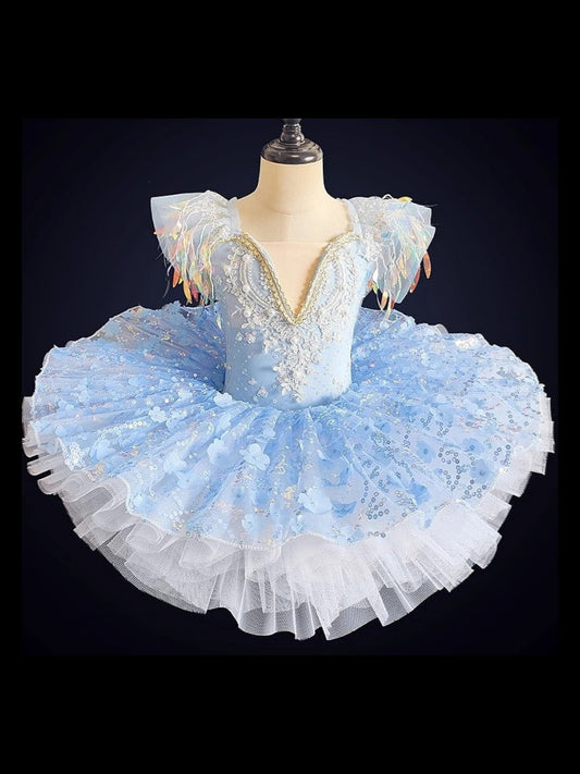 Kids' Dancewear Ballet Dancewear Pearls Splicing Paillette Girls' Performance Dress