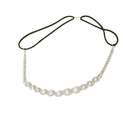 Minimalist Round Rhinestone Pearl Adjustable Hairband