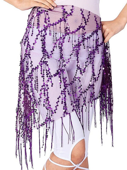 Belly Dance Dance Accessories Belt Glitter Tassel Pure Color Women's Performance