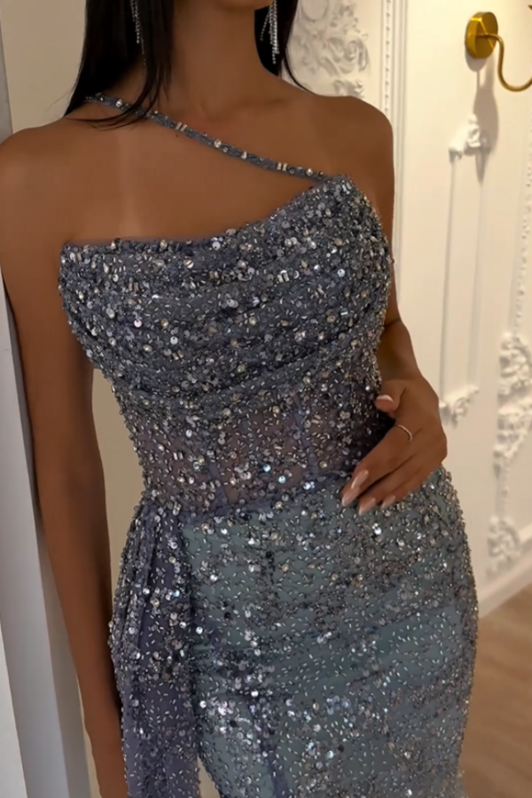 Fashion Gradient Sequins Split Prom Dress ZT0205