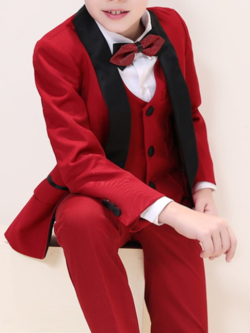 Boys' Blazer Pants Set Formal Set Long Sleeve Outfit 5 Pieces 3-13 Years Boy's Wedding Suit Sets