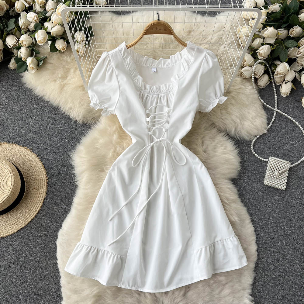 Cute A Line Lace Up Dress Fashion Girl Dress  10664