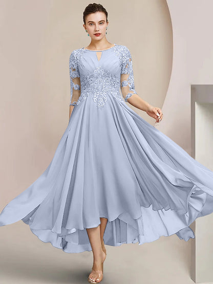 A-Line/Princess Scoop Tea-Length Mother of the Bride Dresses