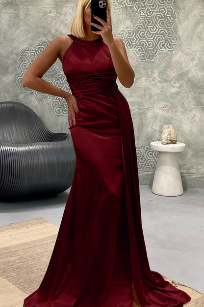 Elegant Jewel Strapless Mermaid Long Prom Dress With Pleated ED0288