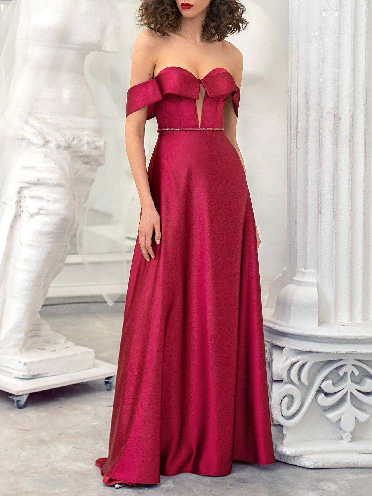 A-Line/Princess Strapless Sleeveless Floor-Length Evening Dress