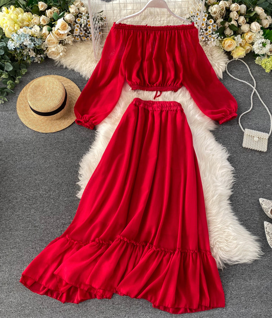 Fashion girl dress two pieces long sleeve dress  1240