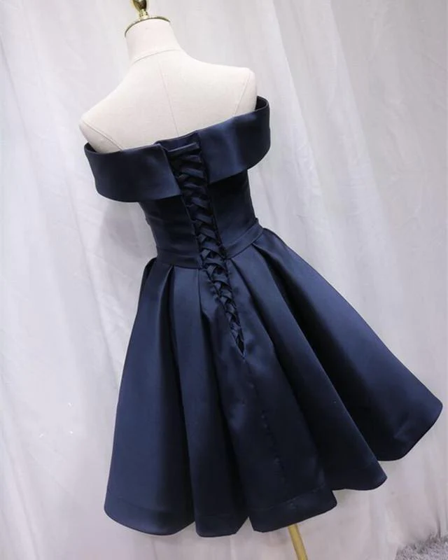 Short Satin Off Shoulder Homecoming Dress For Prom gh898