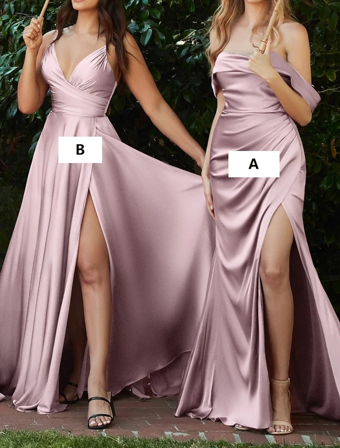 Sheath/Column Off-the-Shoulder Floor-length Long Bridesmaid Dresses With Split Side