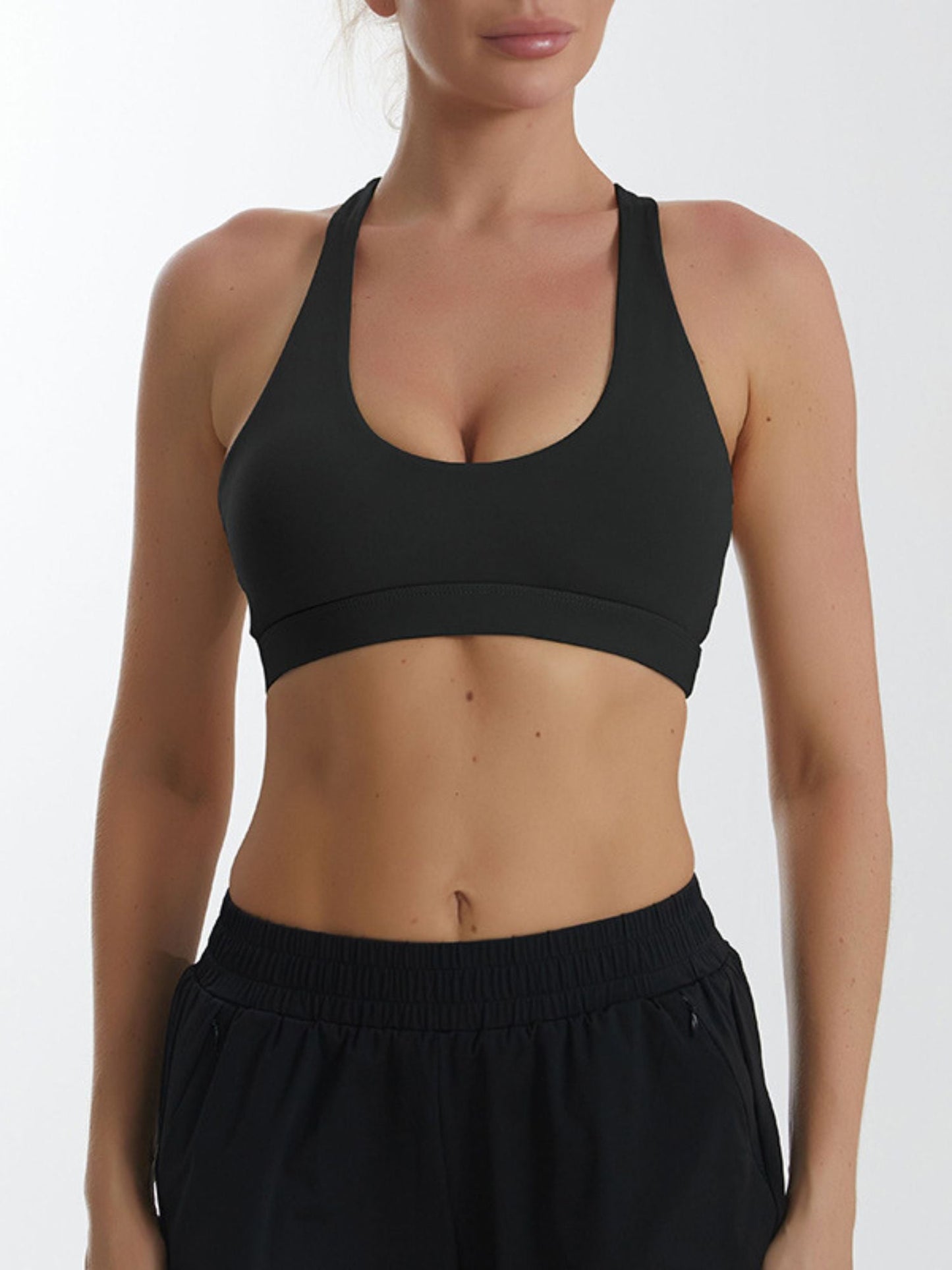 Classic Solid Minimalist Sports Bra Polyester Training Wear