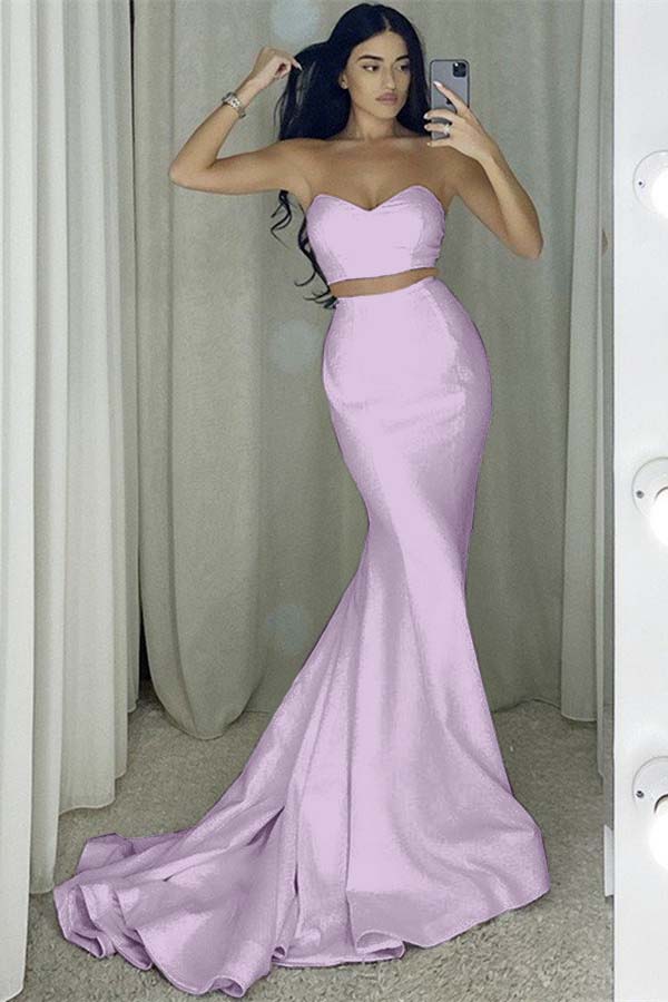 White Two Pieces Mermaid Prom Dress PD0206