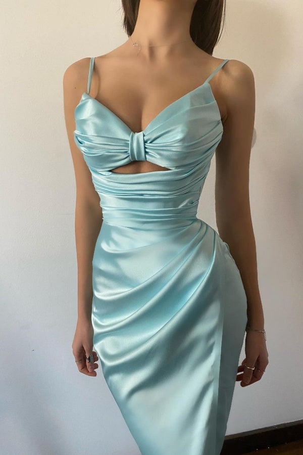 Lovely Bow Neckline Split Spaghetti-Straps Prom Dress ZT0303