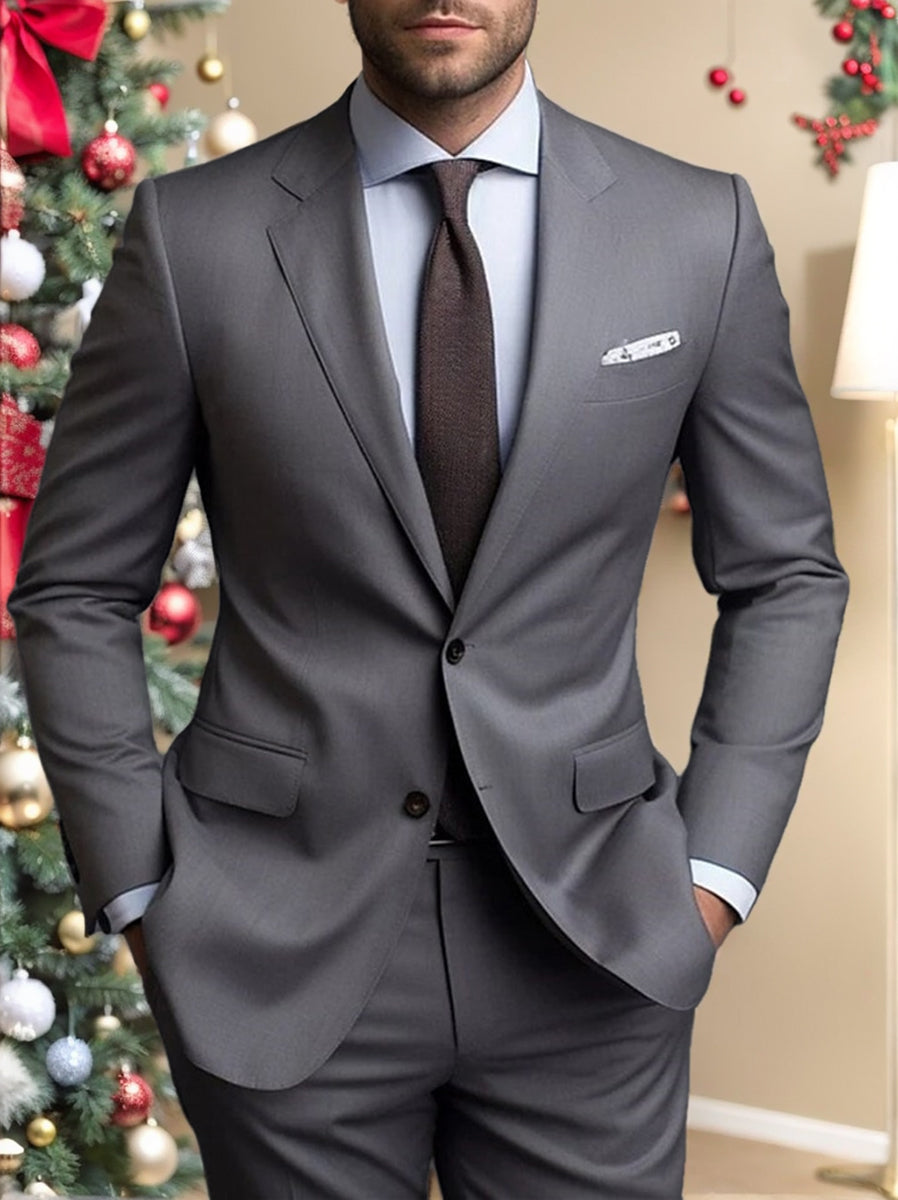 Men's Solid Colored Daily Business Plus Size Single Breasted Two-buttons 2 Piece Wedding Suits