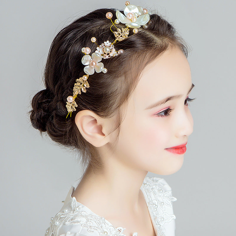 Children's Dress Accessories Delicated Flower Headband with Pearl