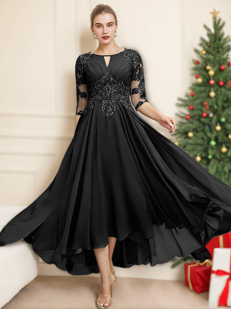 A-Line/Princess Scoop Tea-Length Mother of the Bride Dresses