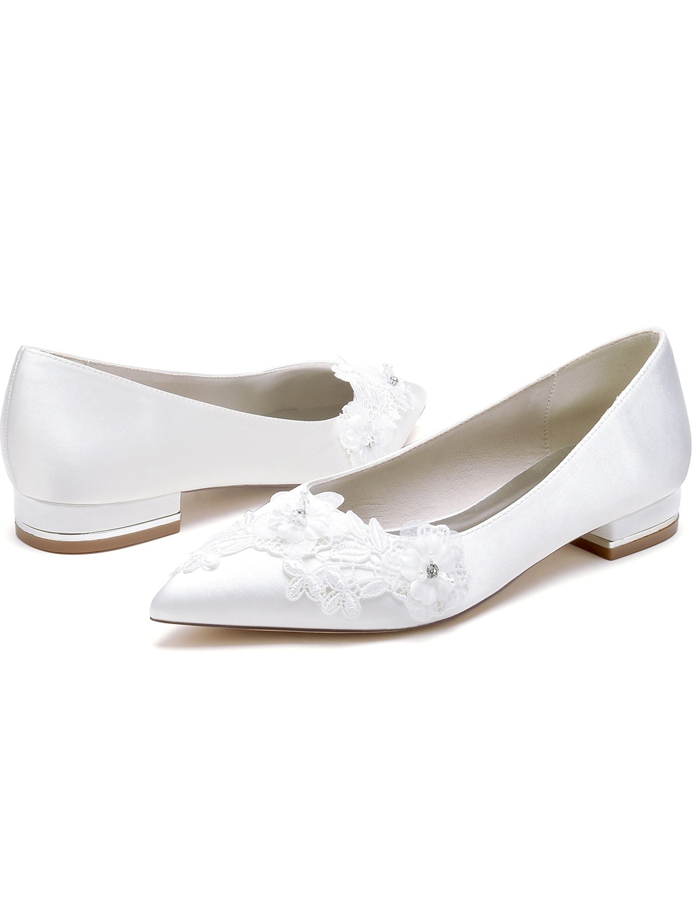 Women's Flowers Flat Heel Pointed Toe Bridal Shoes