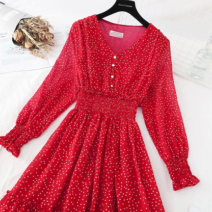 Slim waist Chiffon vintage dress  2303