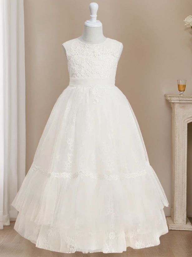 Ball-Gown Scoop Neck Sleeveless Floor-Length Flower Girl Dress