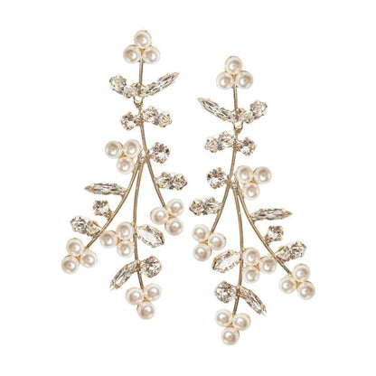 Luxurious Marquise Pearl/Rhinestone Drop Earrings