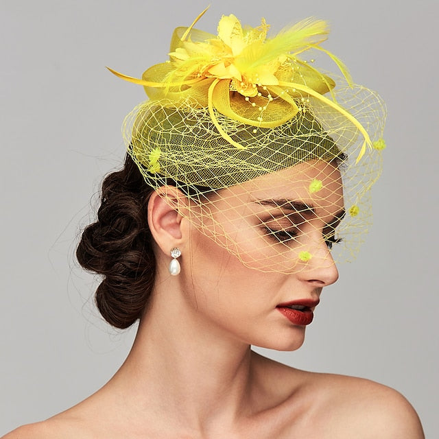 Elegant Fascinators Hats with Clip Headband Feather Floral Flower Headwear