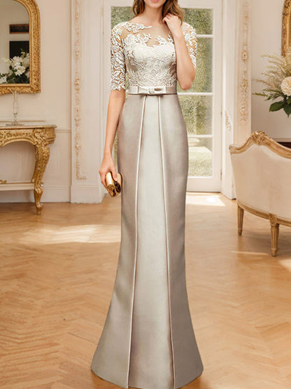 Sheath/Column Illusion Neck Floor-length Mother of the Bride Dresses