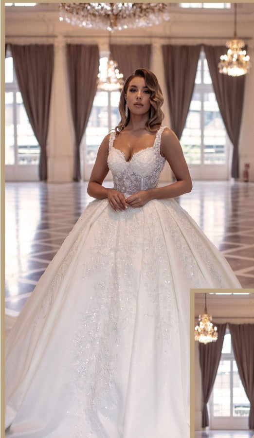 Fabulous Long Princess Long Sleevesless Wedding Dresses Online With Lace