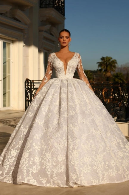 Fabulous Sweetheart Ball Gown Lace Wedding Dresses Online Crystals