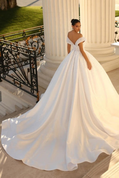 Fabulous Sweetheart Cap Sleeves Ball Gown Wedding Dresses Online Sequined