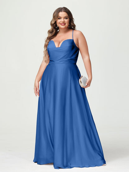 A-Line/Princess Spaghetti Straps Sleeveless Plus Size Bridesmaid Dresses