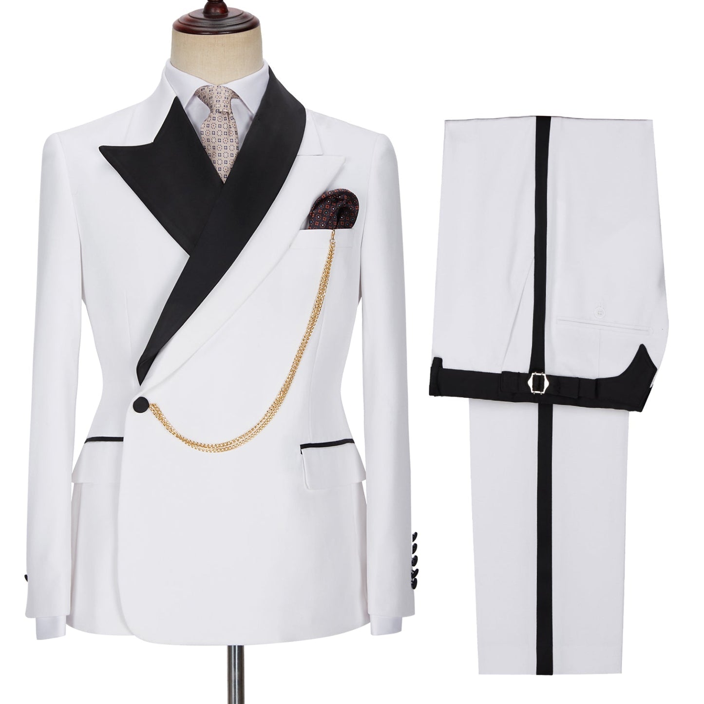 Fashion White Peaked Lapel Bespoke Wedding Suits for Men