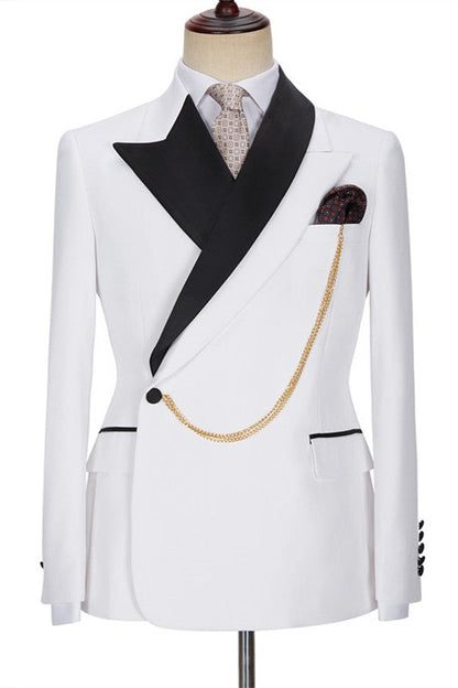 Fashion White Peaked Lapel Bespoke Wedding Suits for Men