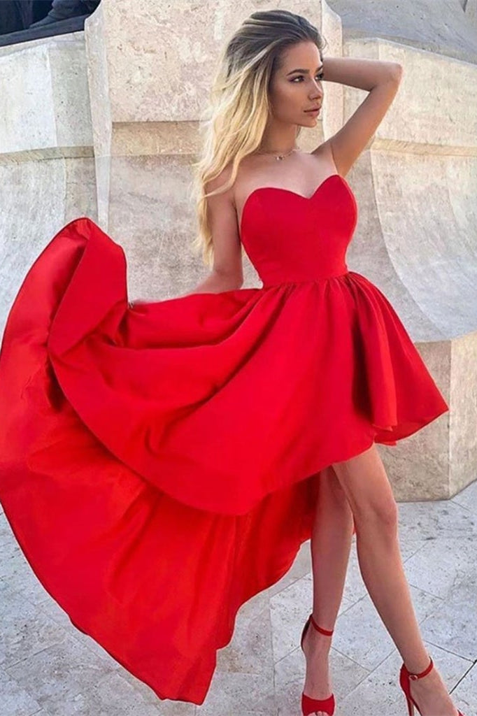 Red Sweetheart Hi-Lo Short Prom Dress PD0402