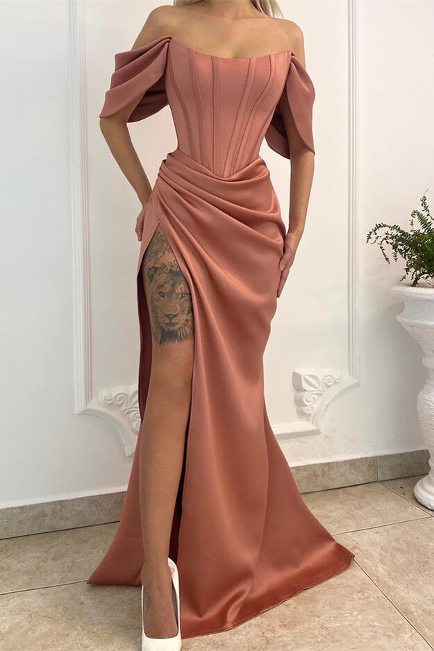 Off-the-Shoulder Long Mermaid Prom Dress With Split ED0223