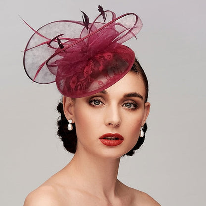 Fascinators Tulle Wedding Horse Race With Feather Headpiece