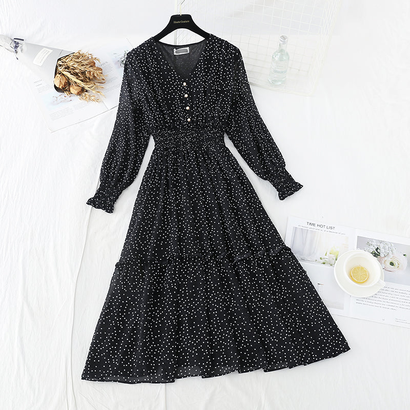 Slim waist Chiffon vintage dress  2303