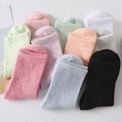 10 Pairs Women's Work Daily Holiday Solid Color Polyester Sporty Simple Classic Casual Daily Crew Socks