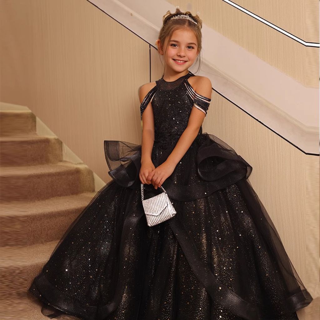 Ball Gown Off-the-Shoulder Beading Girl Party Dresses with Rhinestone