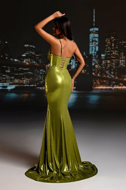 edgynewlook One Shoulder Long Mermaid Prom Dress with Sequins